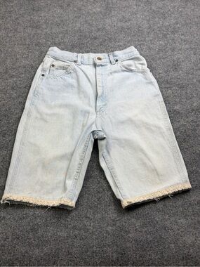 Vintage Lee Light Wash Denim Bermuda Shorts Size 11 Long Lace Trim